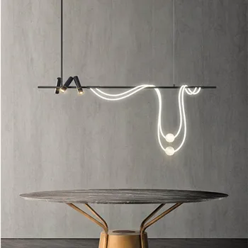 Подвесные Люстры Nordic Hose LED Черного цвета для стола, столовой, кухни, бара, декора, Подвесных дизайнерских ламп