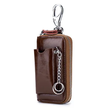 Брелок из натуральной кожи Для мужчин и женщин, держатель для ключей, органайзер, портмоне, кошелек для ключей от машины, ключница, кейс для ключей, мини-сумка для ключей-карт