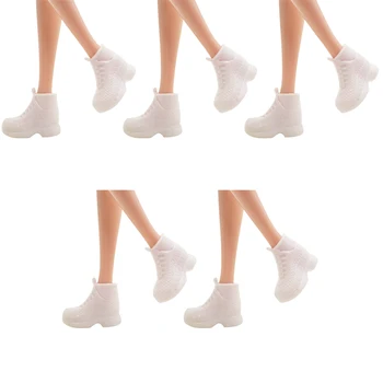 NK 5 Пар Кукольной Обуви, Белые Спортивные Модные Босоножки На Высоком Каблуке Для Куклы Барби, Аксессуары, Высококачественная Детская Игрушка 