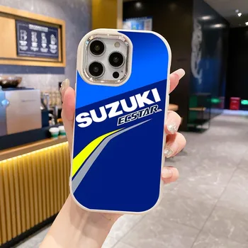 Коврик для мыши Suzuki для мотогонок для iPhone 15 11 12 13 14 Pro Max, Овальная камера, Мягкий силикон, Утолщенный, Карамельный цвет