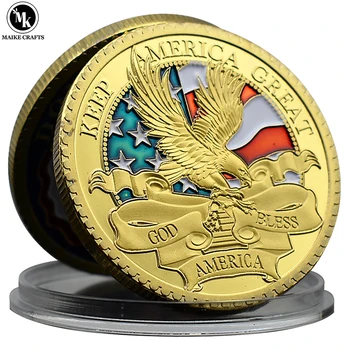 2020 Памятная Монета Дональда Дж. Трампа 45-му Президенту Соединенных Штатов Подарок из Коллекции Золотых монет