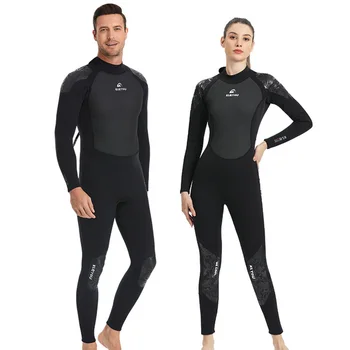 3 мм неопреновый водолазный костюм, мужской цельный костюм для серфинга с длинным рукавом, женские купальники для водных видов спорта на молнии сзади, теплый водолазный костюм