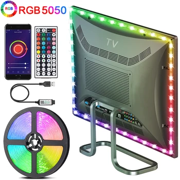 Светодиодная лента USB Bluetooth RGB 5050, светодиодная лента для синхронизации музыки, гибкая лента для подсветки телевизора, фонового освещения экрана ПК