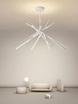 Скандинавский Черный Белый Алюминиевый Длинный Светодиодный подвесной светильник Для гостиной, столовой, люстры, домашнего декора, подвесной светильник в стиле лофт