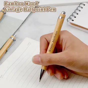 Шариковая ручка в стиле ретро из бамбукового дерева, Офисная реклама, черная бамбуковая масляная ручка, Модная ручка для печати R5R5