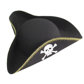 Шляпы-треуголки, аксессуар для костюма на Хэллоуин, украшение для маскарада, Элегантная черная пиратская тематическая вечеринка