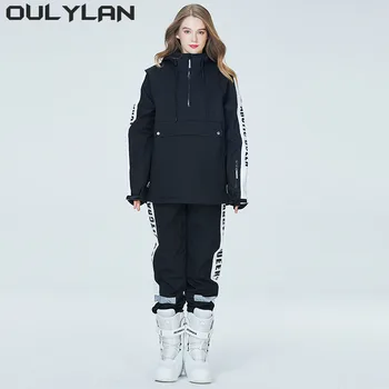 Oulylan/ Комплект из двух предметов, непромокаемый зимний костюм с буквенным принтом, мужской зимний зимний костюм, лыжный костюм для пар, женские лыжные куртки и брюки, комплект