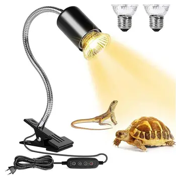 Лампа для освещения рептилий, Греющаяся Лампа с вращающимся на 360 градусов таймером цикла зажима, регулируемым переключателем, Солнцезащитная лампа полного спектра для черепахи