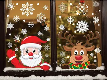 2024 Новое Рождественское Украшение Снежинка Наклейка Санта Клаус Лось Снеговик Статическая Наклейка Рождественская Веселая Наклейка На Окно