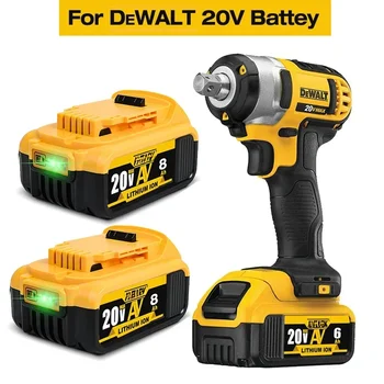 Для Dewalt DCB200 20V 8.0AH/6.0Ah/5.0Ah Сменный аккумулятор, Совместимый с Аккумулятором для инструментов Dewalt 18V/20V + зарядное устройство