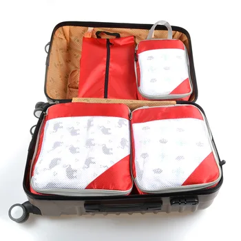 Дорожная сумка для хранения, 4 шт./компл., портативный багаж, сумка-органайзер для чемоданов, Выдвижная упаковка, сетчатые сумки для одежды, нижнего белья, обуви