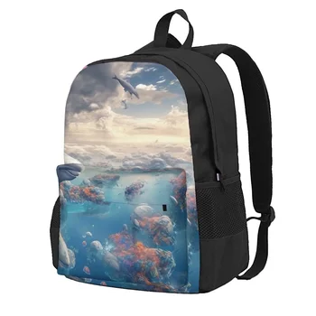 Рюкзак с дельфином, кинематографические университетские рюкзаки с 3D животными, Мужские эстетичные школьные сумки, Красочный легкий рюкзак