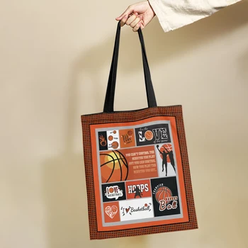 Yikeluo Любители баскетбола, Молодежная сумка для пригородных поездок, холщовая сумка-тоут, женская эко-сумка для покупок, Баскетбольный подарок, Сумка для разных товаров, сумочка
