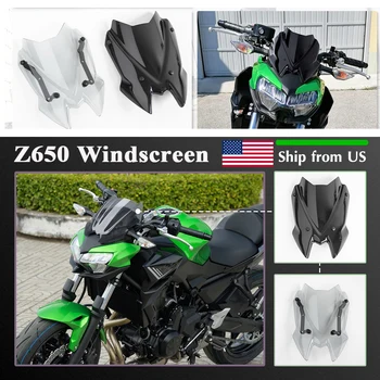 Мотоцикл Аксессуары для мотоциклов для Kawasaki z650 2020-2023 2022 Z 650 Ветровое стекло Ветровой дефлектор с кронштейном Черный