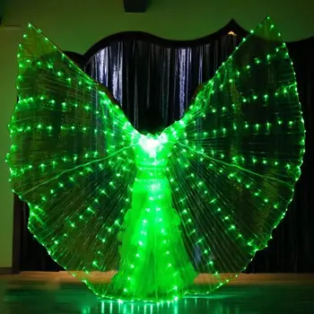 Танец живота Isis Wings Светодиодные Светящиеся крылья Аксессуар для танца живота Крылья Костюм Крылья бабочки для взрослых с палочками Сумка для взрослых