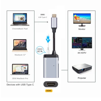 Конвертер Cablecc USB-C Type C в HDTV HDTV Адаптер 4K 60hz 1080p с Разъемом Питания PD