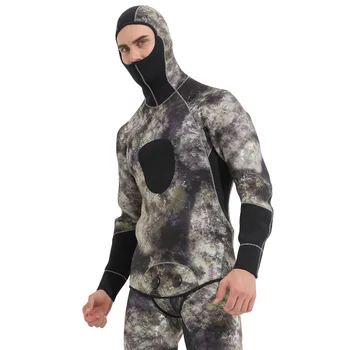 Мужской гидрокостюм из неопрена толщиной 5 мм, раздельный Камуфляжный костюм для защиты от холода и тепла, костюм для глубокого дайвинга, серфинга, рыбалки, охоты, костюм для охоты