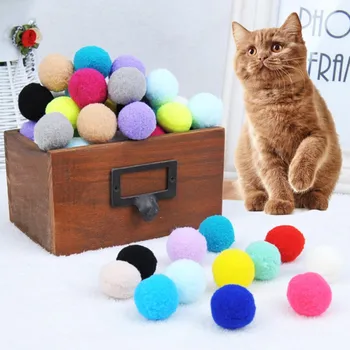 20 Комплектов интерактивной полиэстеровой эластичной игрушки для кошек с шариками для шерсти, мягкой милой забавной игрушки для домашних животных, мяча, интерактивной игрушки для собак в помещении